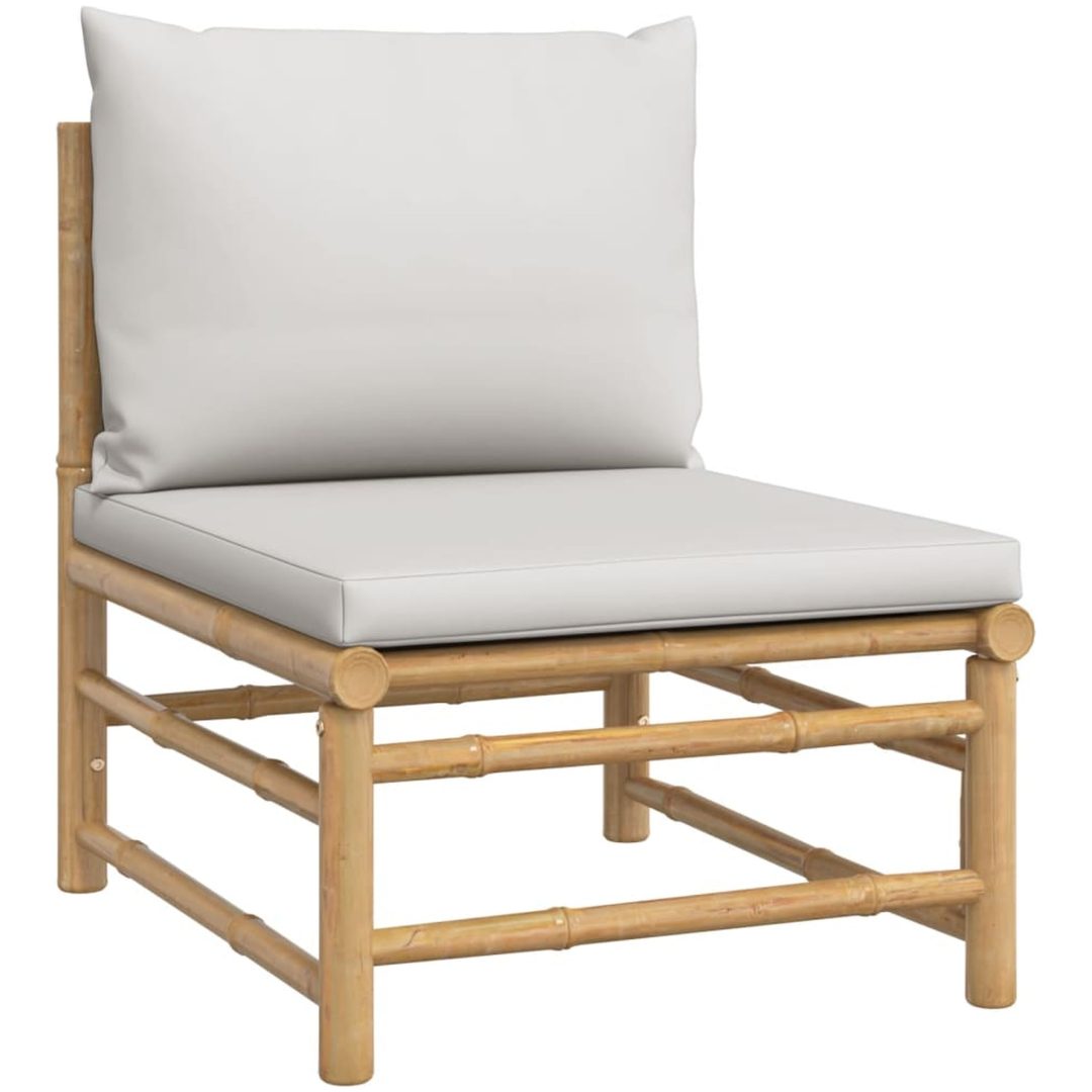 Loungegrupp 8 delar ljusgråa dynor bambu vidaXL – bild 6