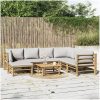 Loungegrupp 8 delar ljusgråa dynor bambu vidaXL – miniatyr 1