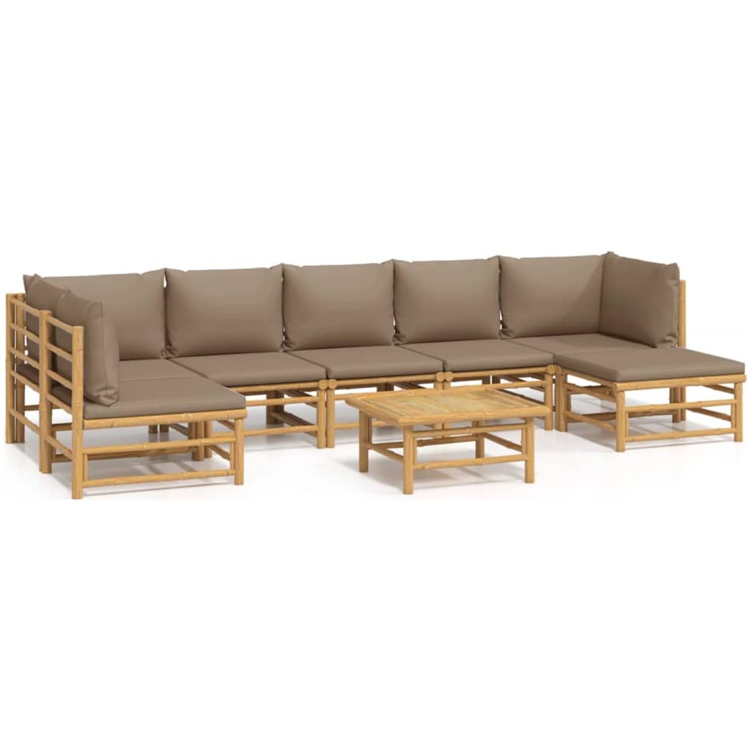 Loungegrupp 8 delar taupe dynor bambu vidaXL – bild 2