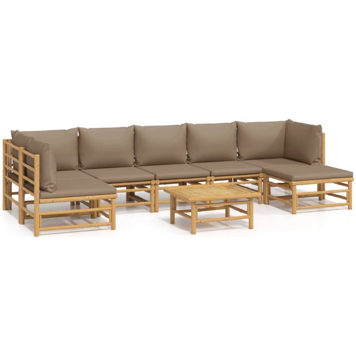 Loungegrupp 8 delar taupe dynor bambu vidaXL – bild 2