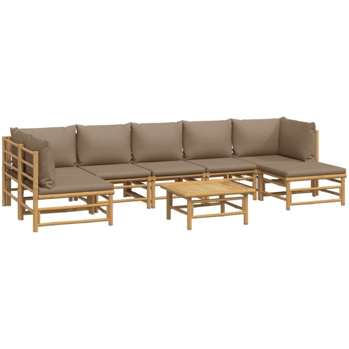 Loungegrupp 8 delar taupe dynor bambu vidaXL – bild 3