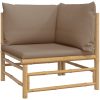 Loungegrupp 8 delar taupe dynor bambu vidaXL – miniatyr 4
