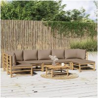 Loungegrupp 8 delar taupe dynor bambu vidaXL