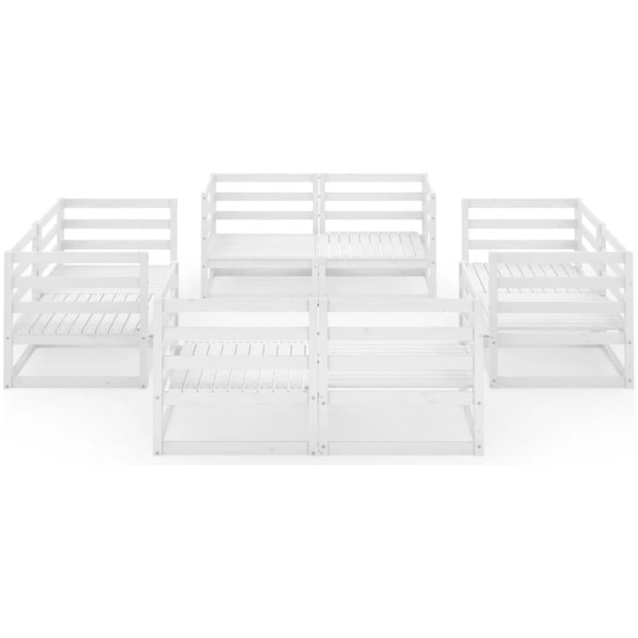 Loungegrupp 8 delar vit massiv furu vidaXL – bild 3