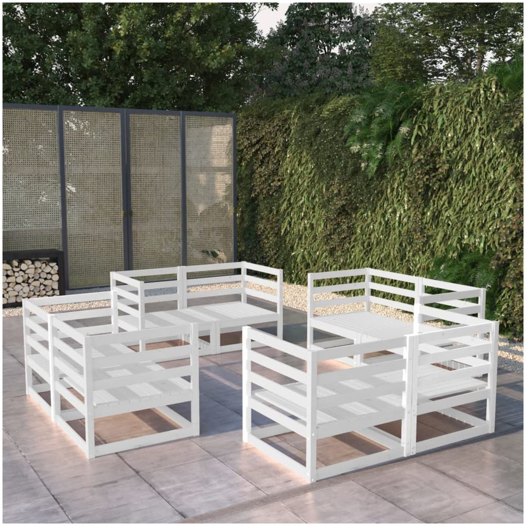 Loungegrupp 8 delar vit massiv furu vidaXL
