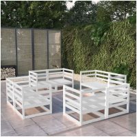 Loungegrupp 8 delar vit massiv furu vidaXL