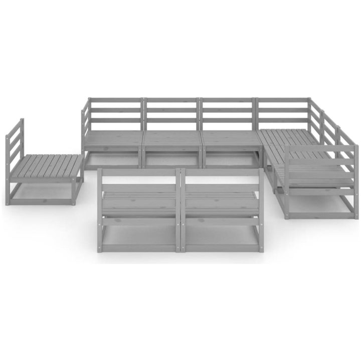 Loungegrupp 9 delar grå massiv furu vidaXL – bild 3
