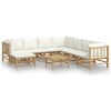 Loungegrupp 9 delar gräddvita dynor bambu vidaXL – miniatyr 2
