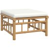 Loungegrupp 9 delar gräddvita dynor bambu vidaXL – miniatyr 6
