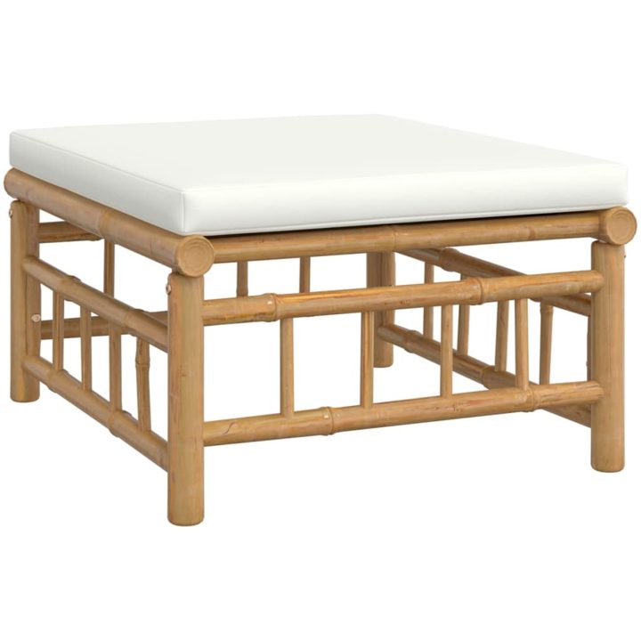 Loungegrupp 9 delar gräddvita dynor bambu vidaXL – bild 6