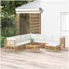 Loungegrupp 9 delar gräddvita dynor bambu vidaXL – miniatyr 1