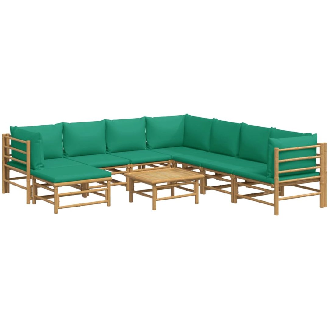 Loungegrupp 9 delar gröna dynor bambu vidaXL – bild 3