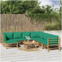 Loungegrupp 9 delar gröna dynor bambu vidaXL