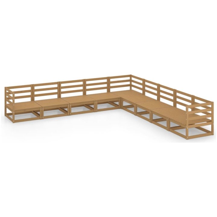 Loungegrupp 9 delar honungbrun massiv furu vidaXL – bild 2