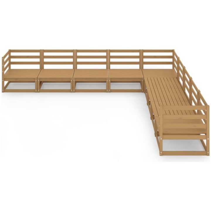 Loungegrupp 9 delar honungbrun massiv furu vidaXL – bild 3