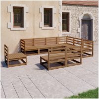 Loungegrupp 9 delar honungbrun massiv furu vidaXL