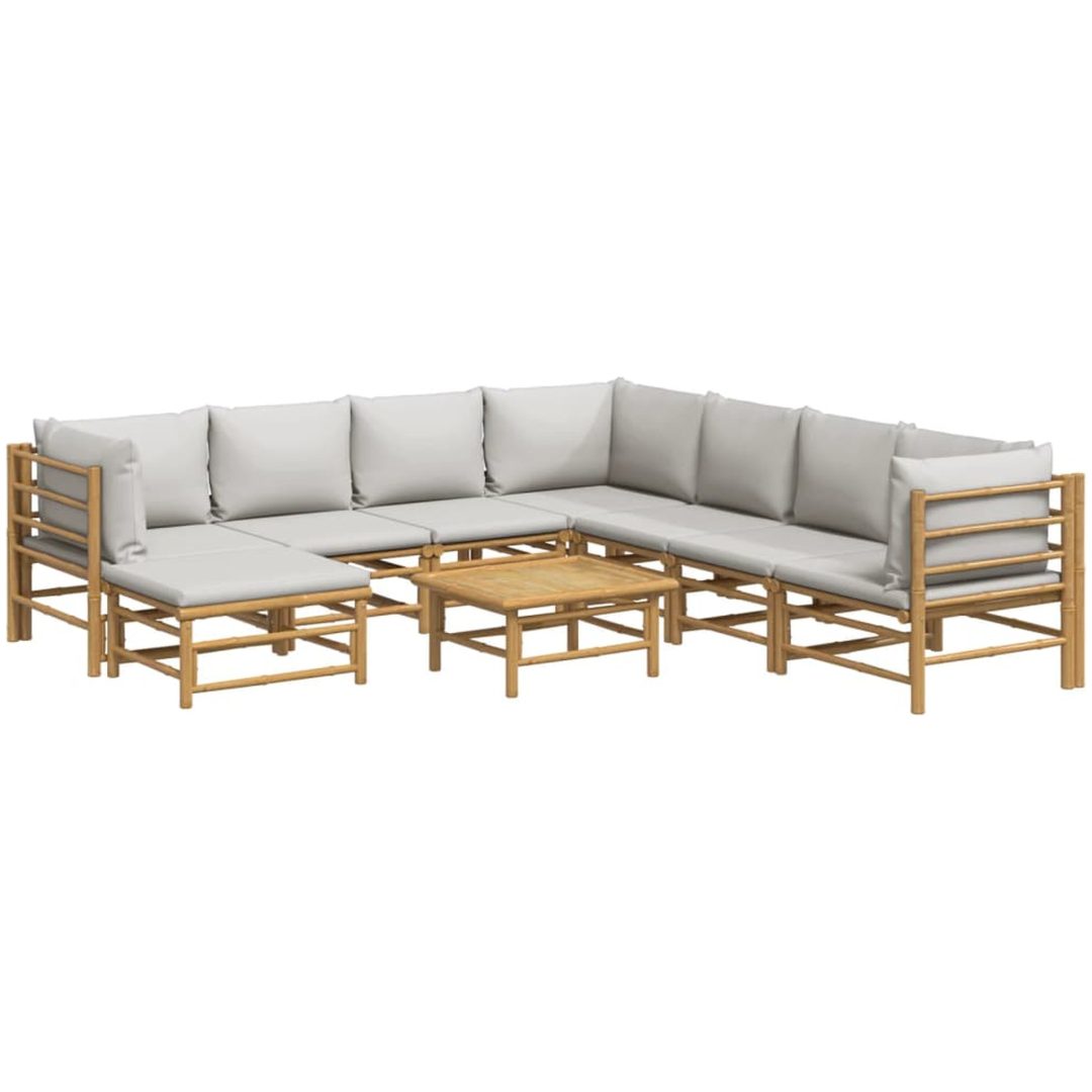 Loungegrupp 9 delar ljusgråa dynor bambu vidaXL – bild 3
