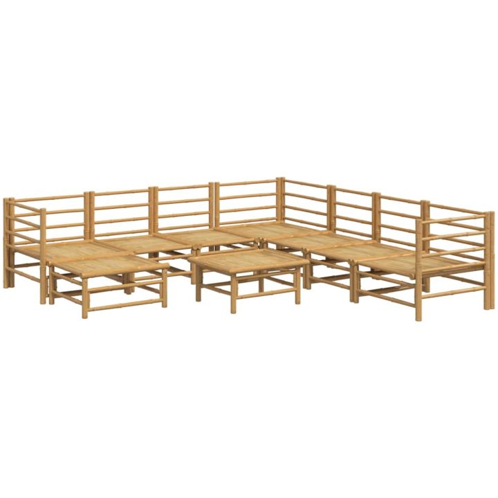 Loungegrupp 9 delar ljusgråa dynor bambu vidaXL – bild 4