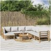 Loungegrupp 9 delar ljusgråa dynor bambu vidaXL – miniatyr 1