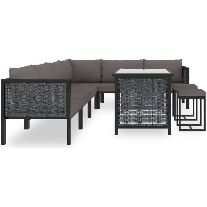 Loungegrupp 9 delar med dynor konstrotting antracit vidaXL – bild 2