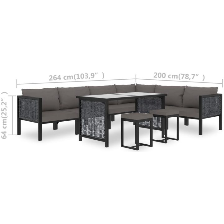 Loungegrupp 9 delar med dynor konstrotting antracit vidaXL – bild 12