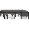 Loungegrupp 9 delar med dynor konstrotting antracit vidaXL – miniatyr 3
