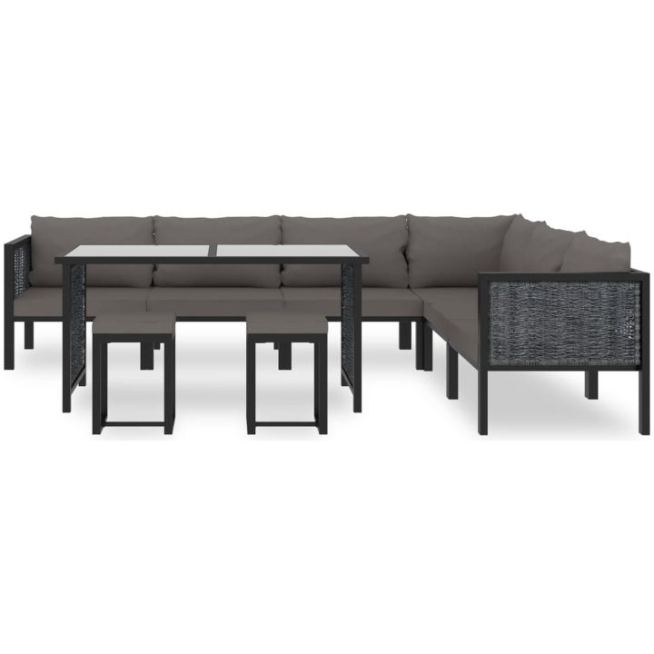 Loungegrupp 9 delar med dynor konstrotting antracit vidaXL – bild 3