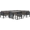 Loungegrupp 9 delar med dynor konstrotting antracit vidaXL – miniatyr 1