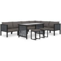 Loungegrupp 9 delar med dynor konstrotting antracit vidaXL