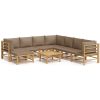 Loungegrupp 9 delar taupe dynor bambu vidaXL – miniatyr 2