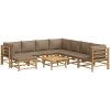 Loungegrupp 9 delar taupe dynor bambu vidaXL – miniatyr 3