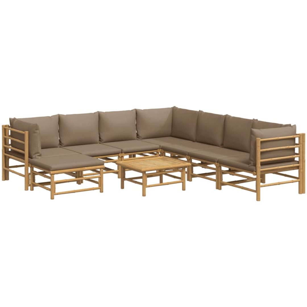 Loungegrupp 9 delar taupe dynor bambu vidaXL – bild 3