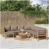 Loungegrupp 9 delar taupe dynor bambu vidaXL – miniatyr 1
