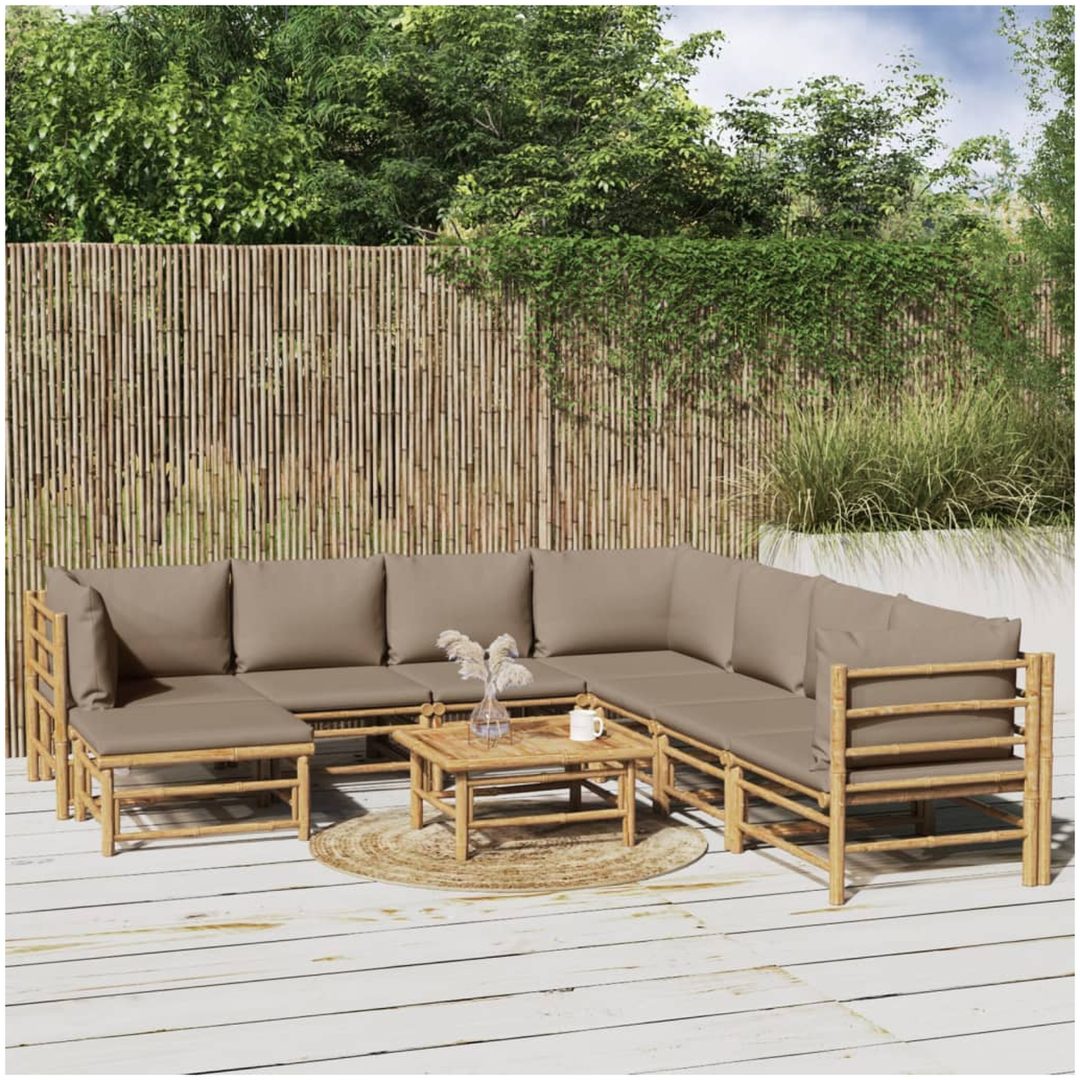 Loungegrupp 9 delar taupe dynor bambu vidaXL