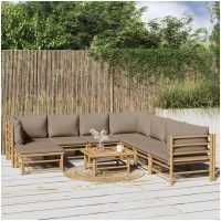 Loungegrupp 9 delar taupe dynor bambu vidaXL