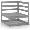 Loungegrupp för trädgården 10 delar grå massiv furu vidaXL – miniatyr 4