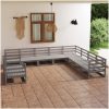 Loungegrupp för trädgården 10 delar grå massiv furu vidaXL – miniatyr 1