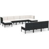 Loungegrupp för trädgården 10 delar m. dynor konstrotting svart vidaXL – miniatyr 2