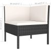 Loungegrupp för trädgården 10 delar m. dynor konstrotting svart vidaXL – miniatyr 7