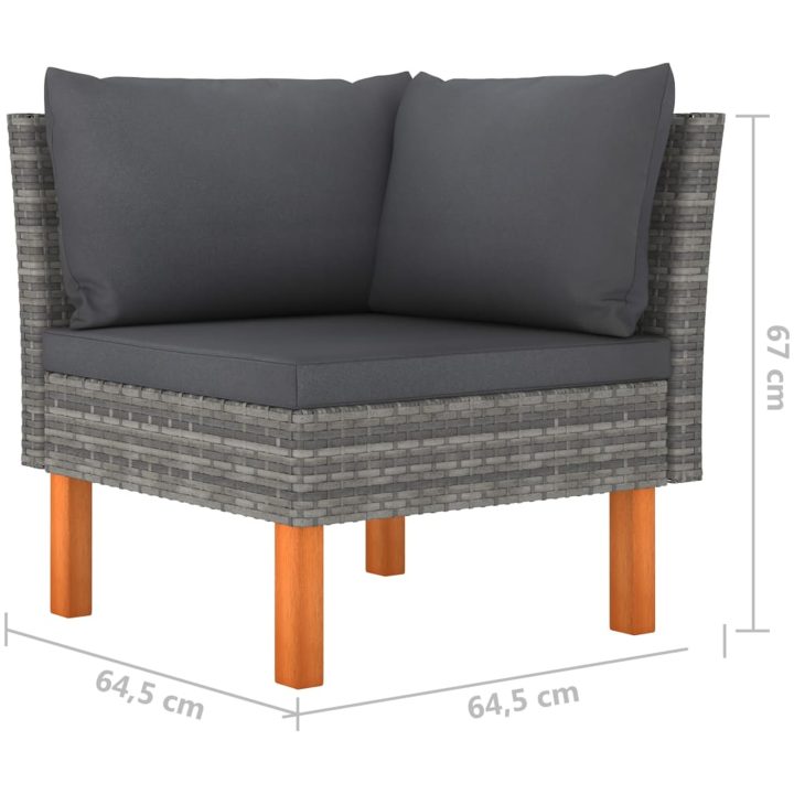 Loungegrupp för trädgården 10 delar med dynor konstrotting grå vidaXL – bild 7