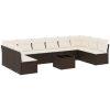 Loungegrupp för trädgården 11 delar brun konstrotting vidaXL – miniatyr 2