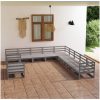 Loungegrupp för trädgården 11 delar grå massiv furu vidaXL – miniatyr 1