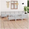 Loungegrupp för trädgården 11 delar vit massiv furu vidaXL – miniatyr 1