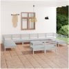 Loungegrupp för trädgården 13 delar vit massiv furu vidaXL – miniatyr 1