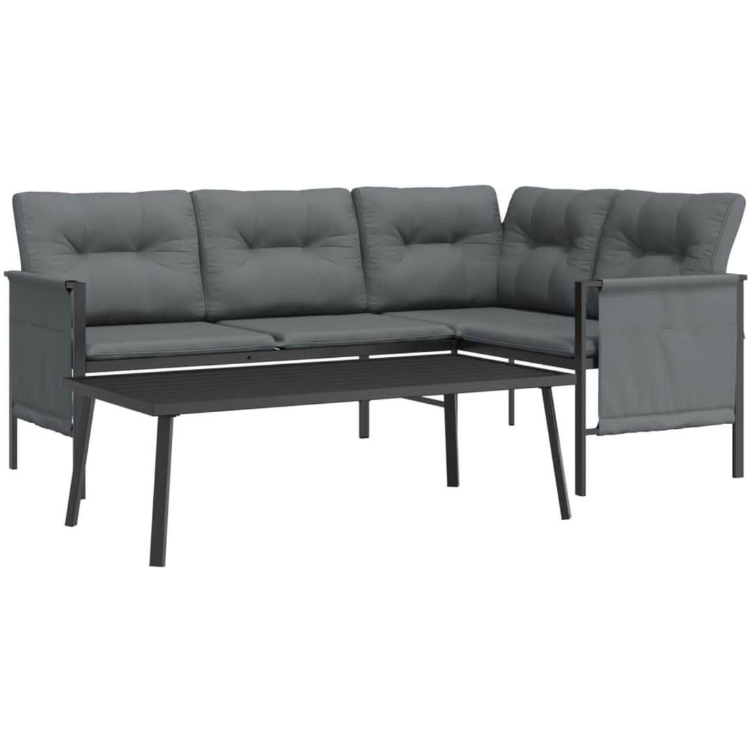 Loungegrupp för trädgården 2 delar antracit vidaXL – bild 3