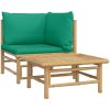 Loungegrupp för trädgården 2 delar gröna dynor bambu vidaXL – miniatyr 2