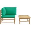 Loungegrupp för trädgården 2 delar gröna dynor bambu vidaXL – miniatyr 3