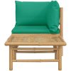 Loungegrupp för trädgården 2 delar gröna dynor bambu vidaXL – miniatyr 4