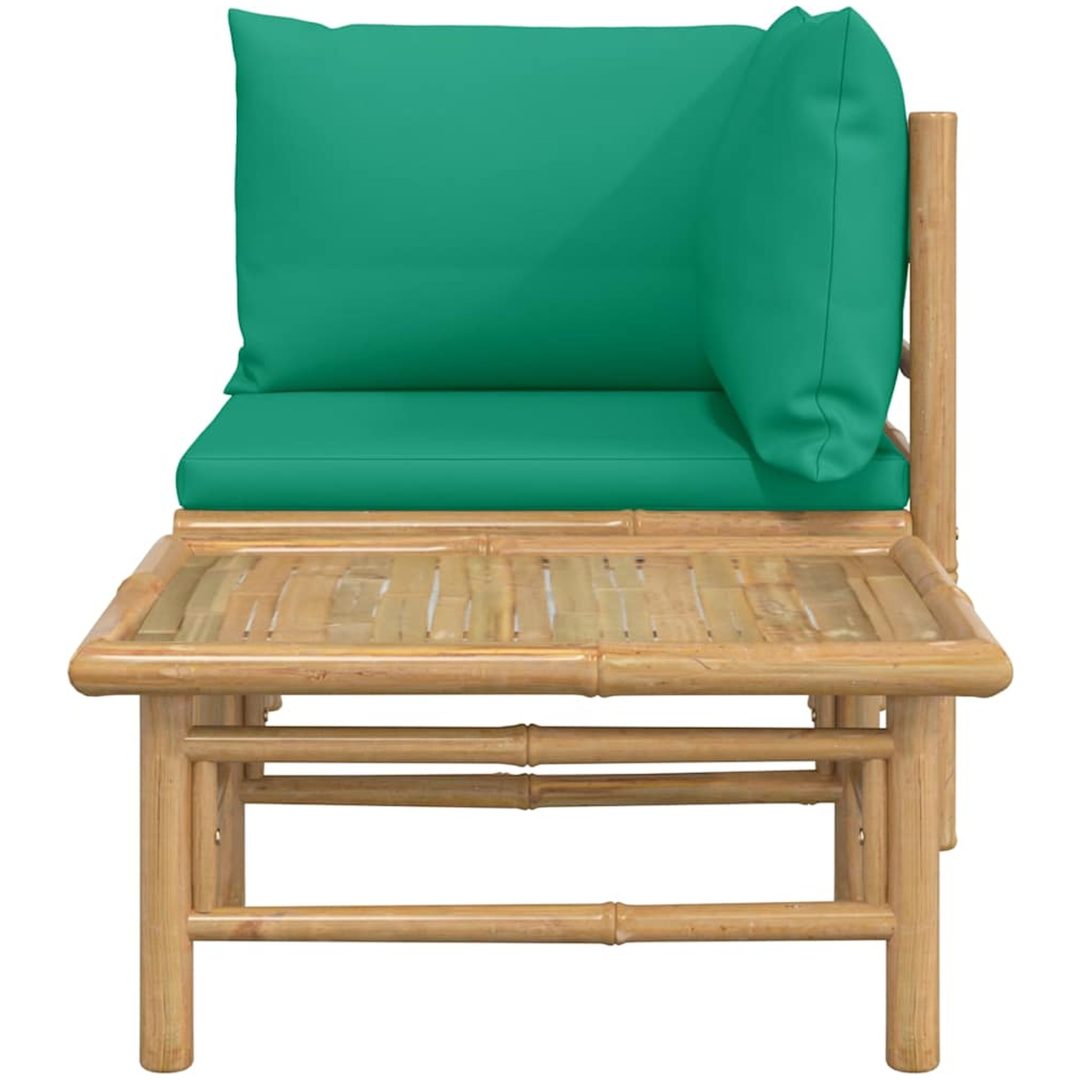 Loungegrupp för trädgården 2 delar gröna dynor bambu vidaXL – bild 4