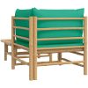 Loungegrupp för trädgården 2 delar gröna dynor bambu vidaXL – miniatyr 5